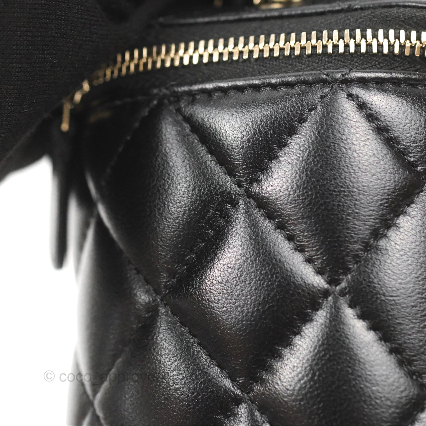 Chanel Vanity Rectangular Top Handle Black Lambskin Gold Hardware