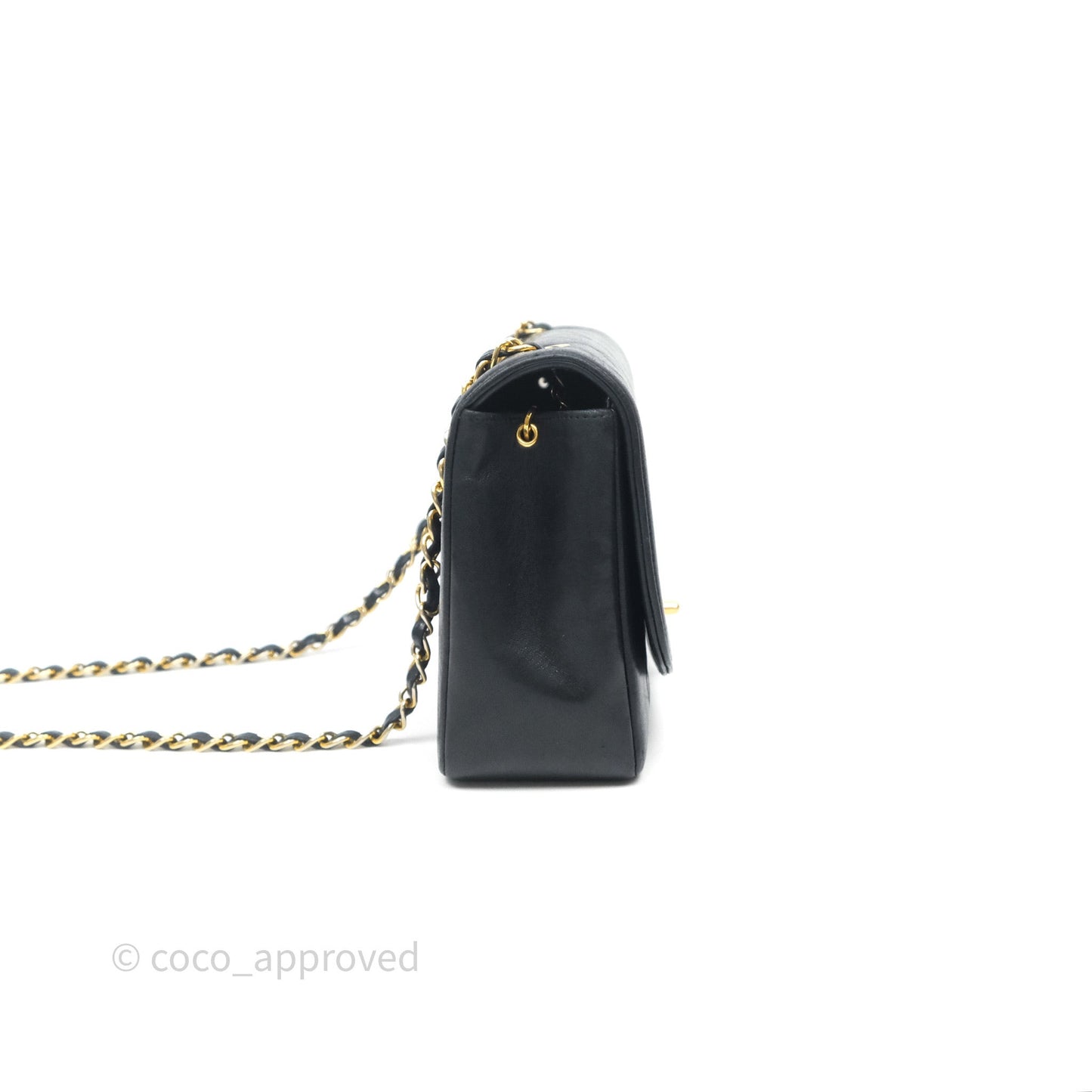 Chanel Vintage Medium Classic Diana Flap Bag Black Lambskin 24K Gold Hardware