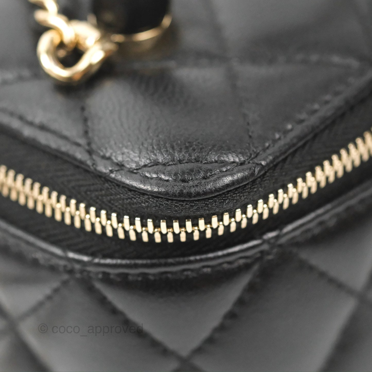 Chanel Vanity Rectangular Top Handle Black Lambskin Gold Hardware