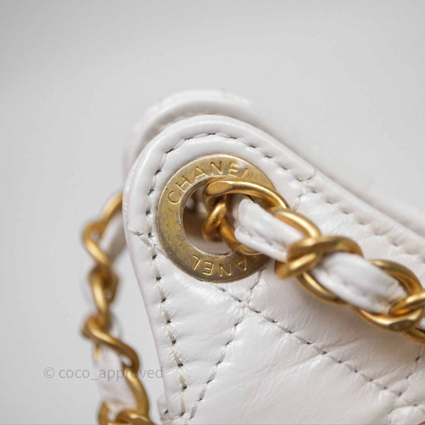 Chanel Small Wavy CC Hobo White Shiny Crumpled Calfskin Aged Gold Hardware