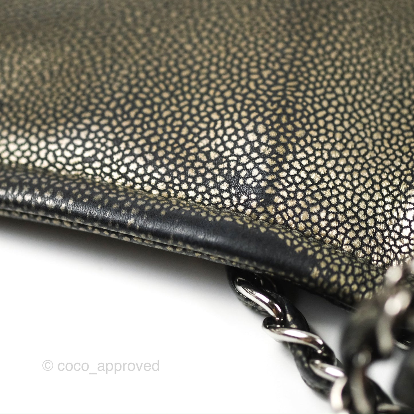 Chanel Half Moon Flap Bag Metallic Caviar Silver Hardware
