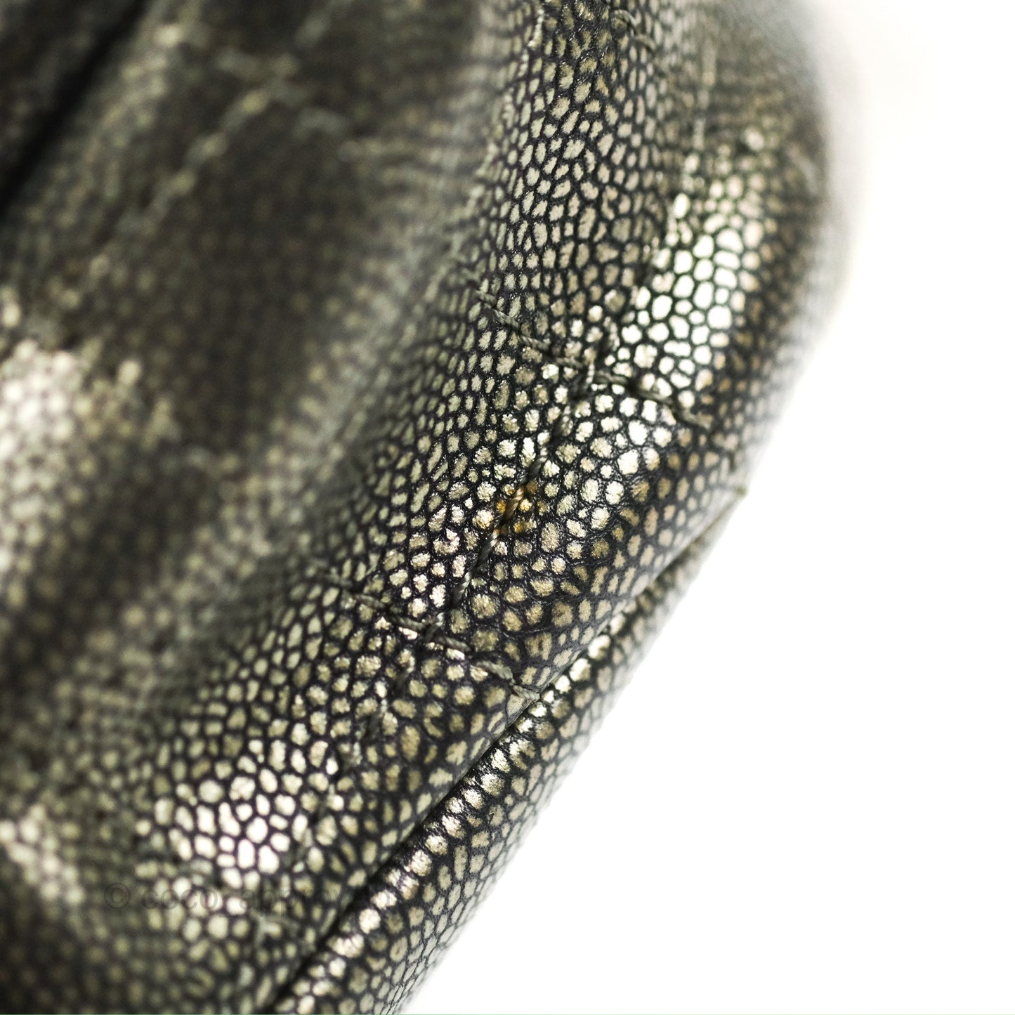 Chanel Half Moon Flap Bag Metallic Caviar Silver Hardware
