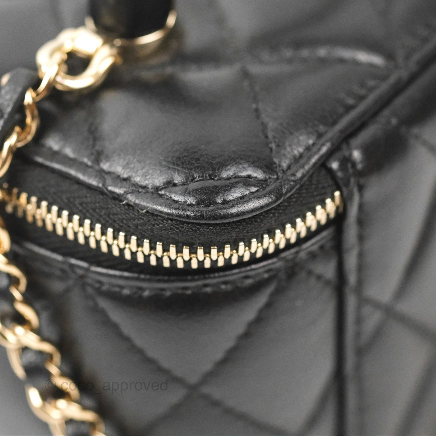 Chanel Vanity Rectangular Top Handle Black Lambskin Gold Hardware