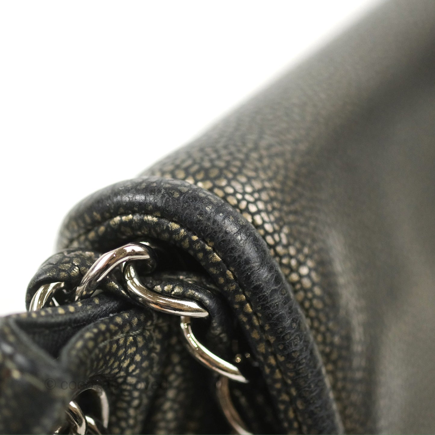 Chanel Half Moon Flap Bag Metallic Caviar Silver Hardware