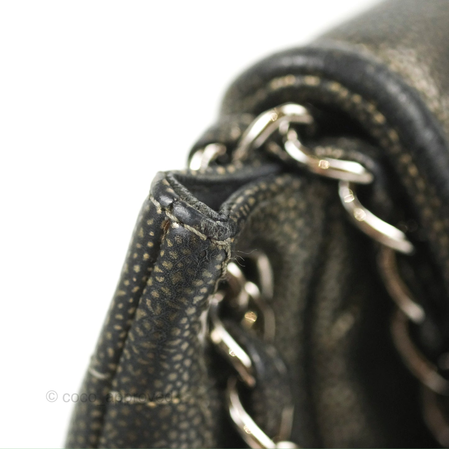Chanel Half Moon Flap Bag Metallic Caviar Silver Hardware