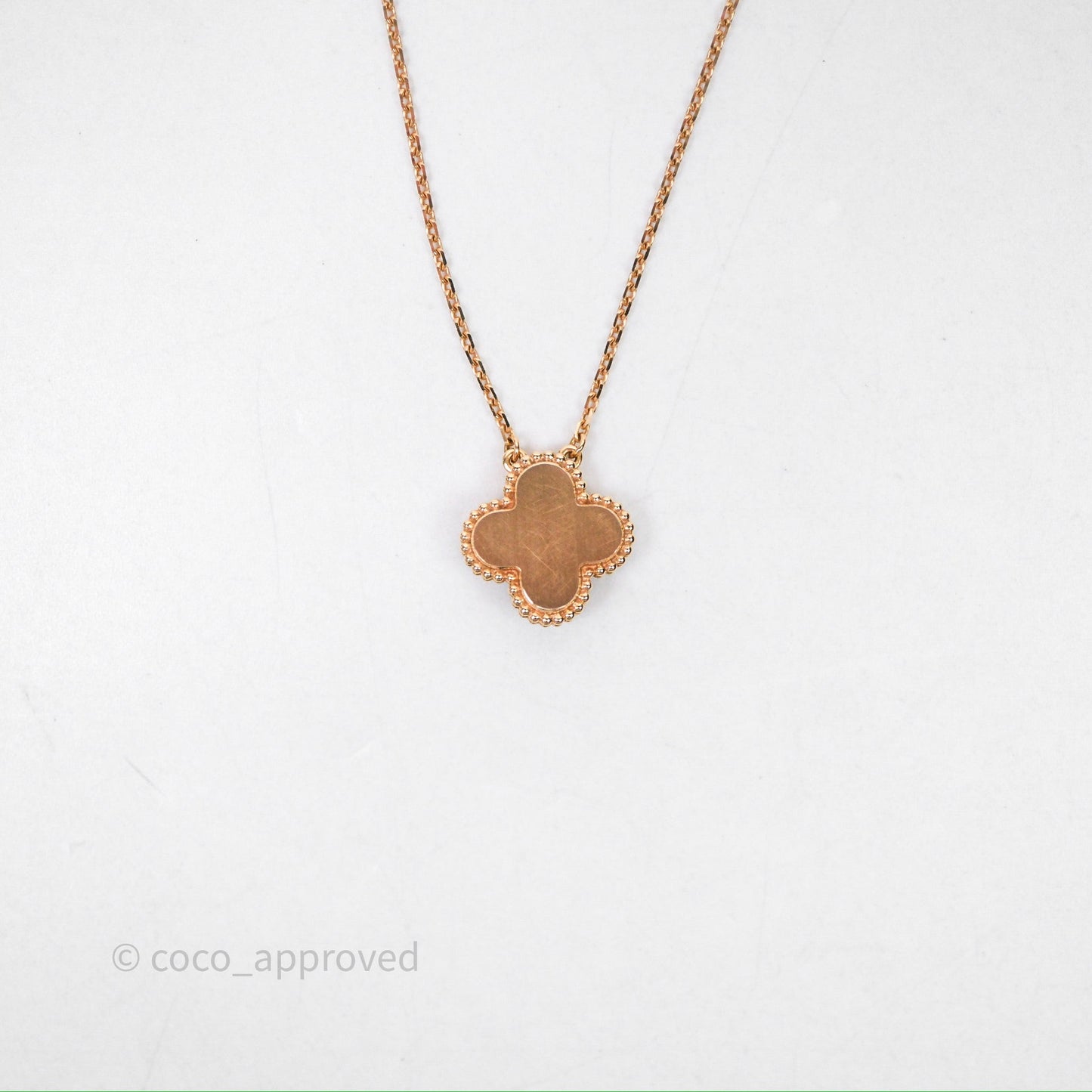 Van Cleef & Arpels Vintage Alhambra Pendant Silver Obsidian Diamond Mother-of-pearl Rose Gold