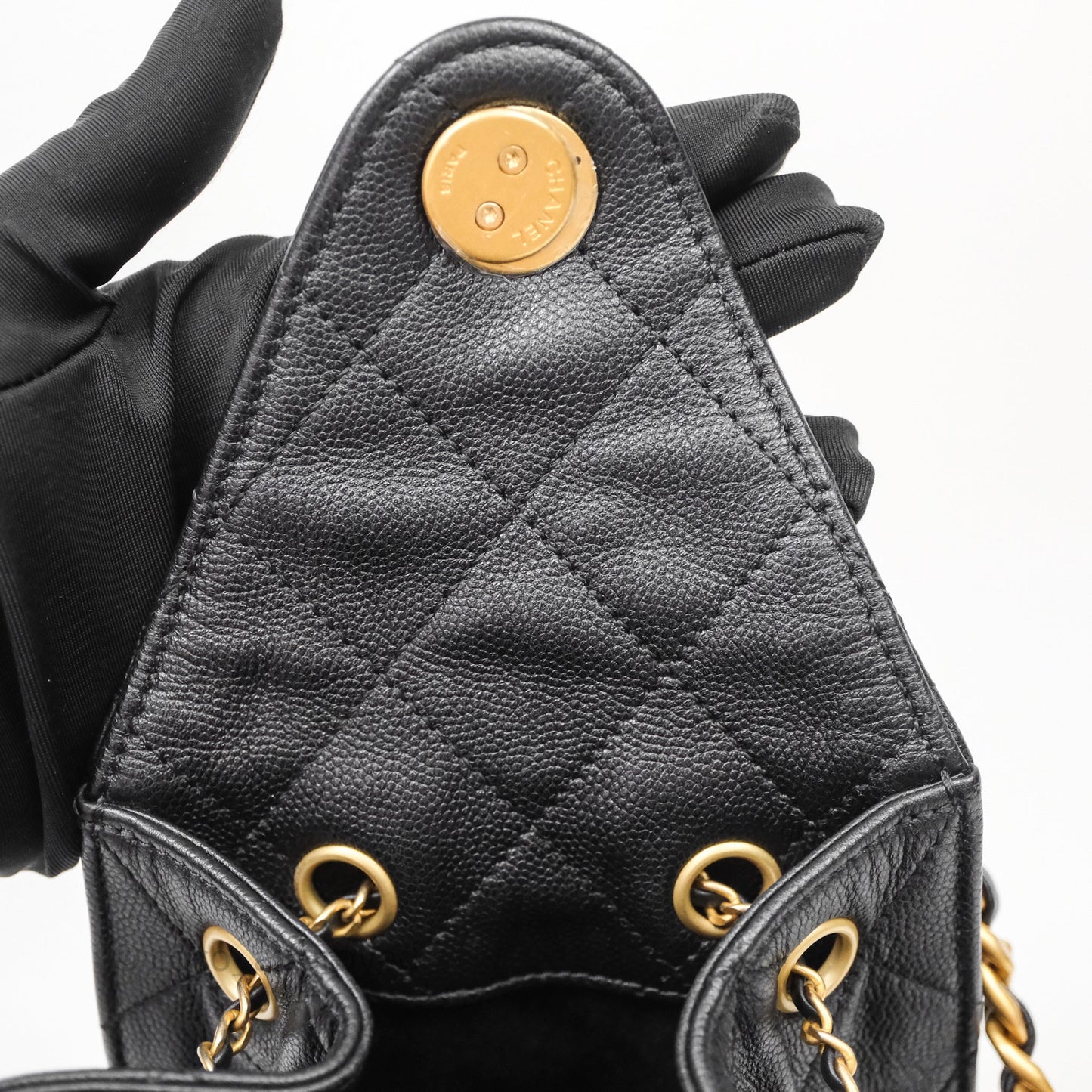 Chanel 25 Small Black Caviar Aged Gold Hardware