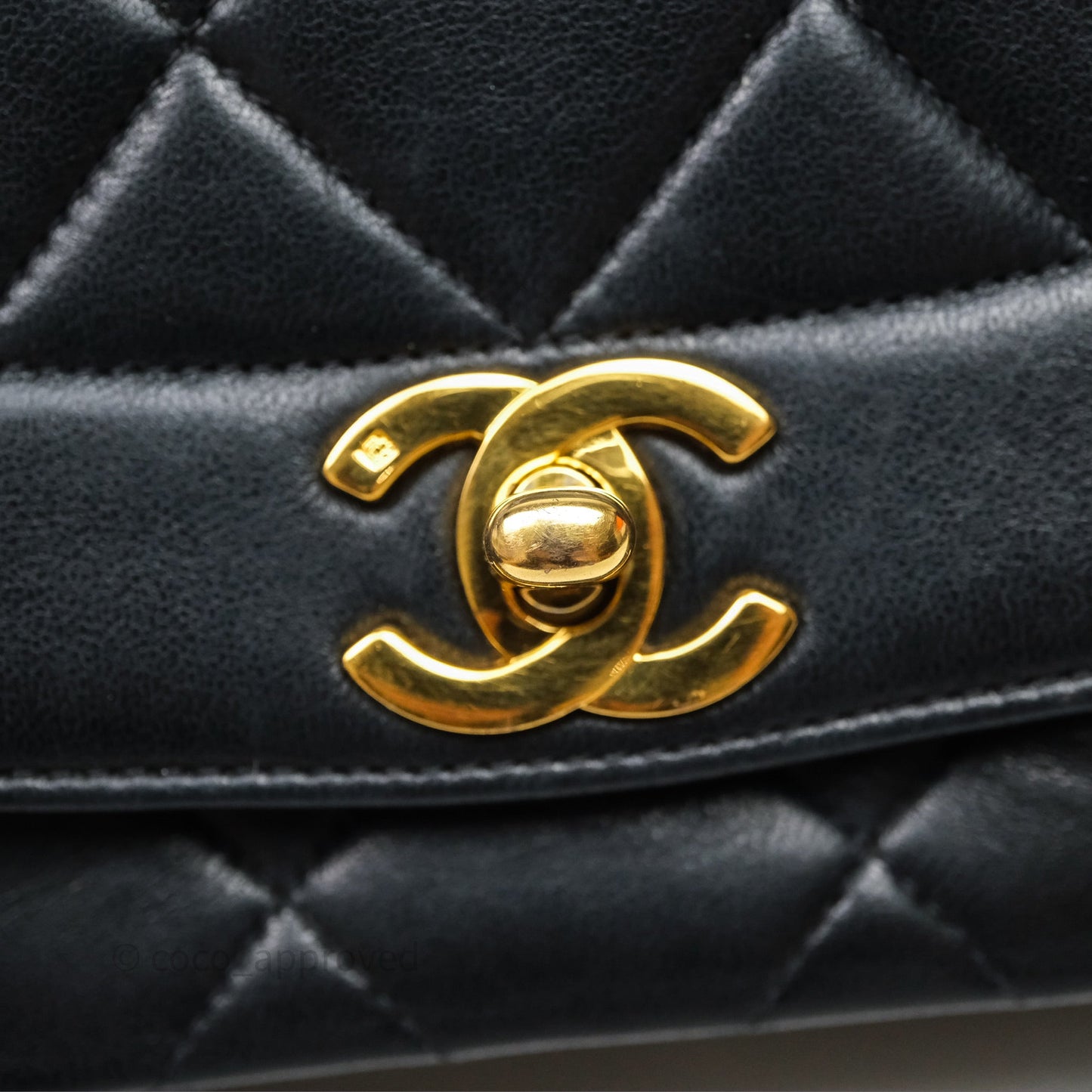 Chanel Vintage Medium Classic Diana Flap Bag Black Lambskin 24K Gold Hardware