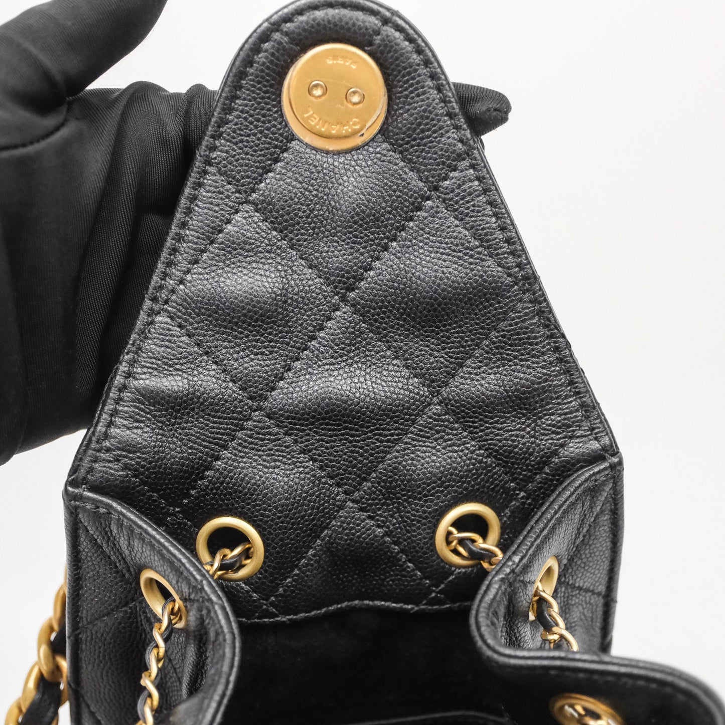 Chanel 25 Small Black Caviar Aged Gold Hardware