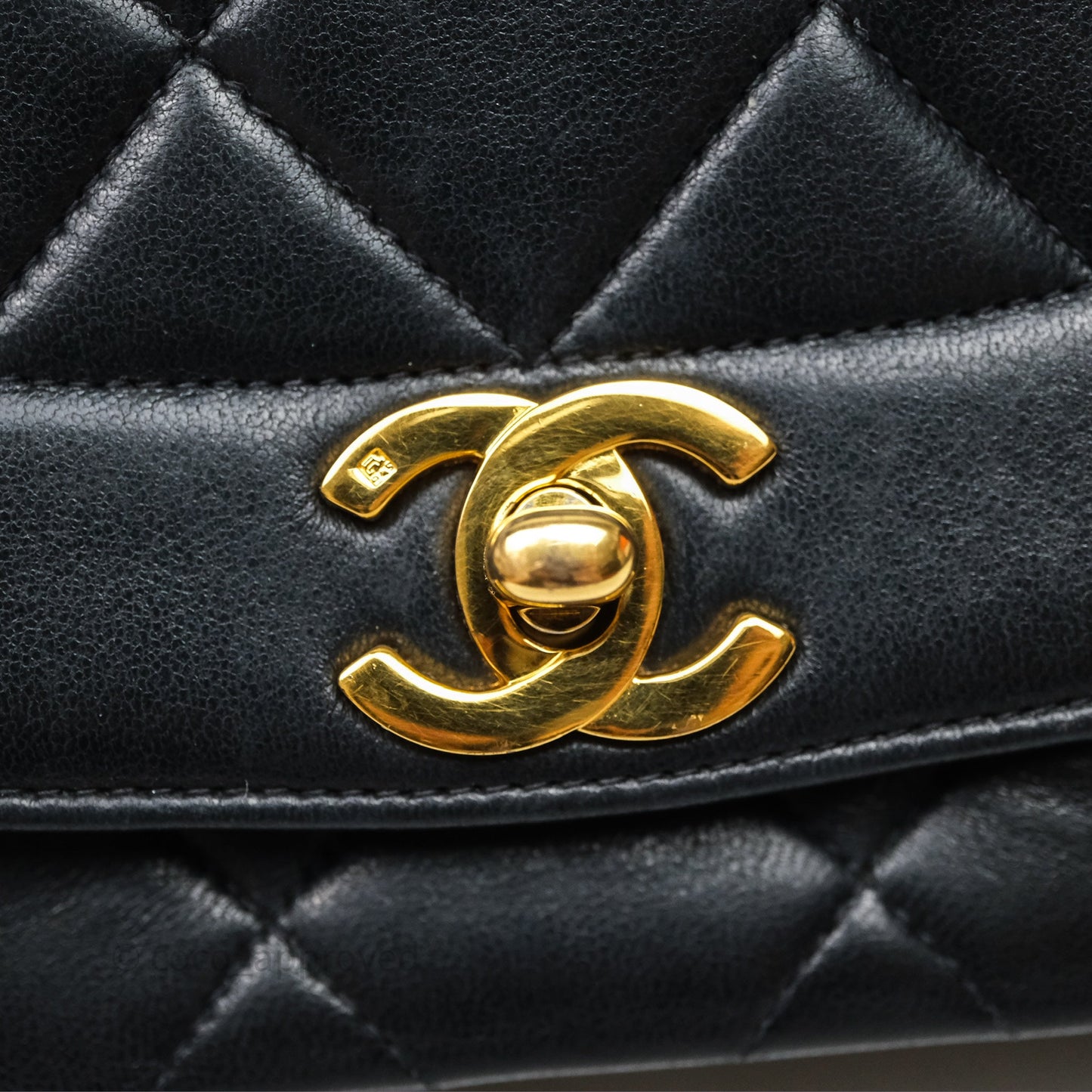 Chanel Vintage Medium Classic Diana Flap Bag Black Lambskin 24K Gold Hardware