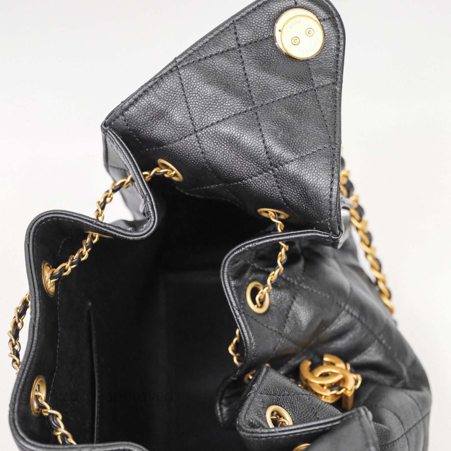 Chanel 25 Small Black Caviar Aged Gold Hardware