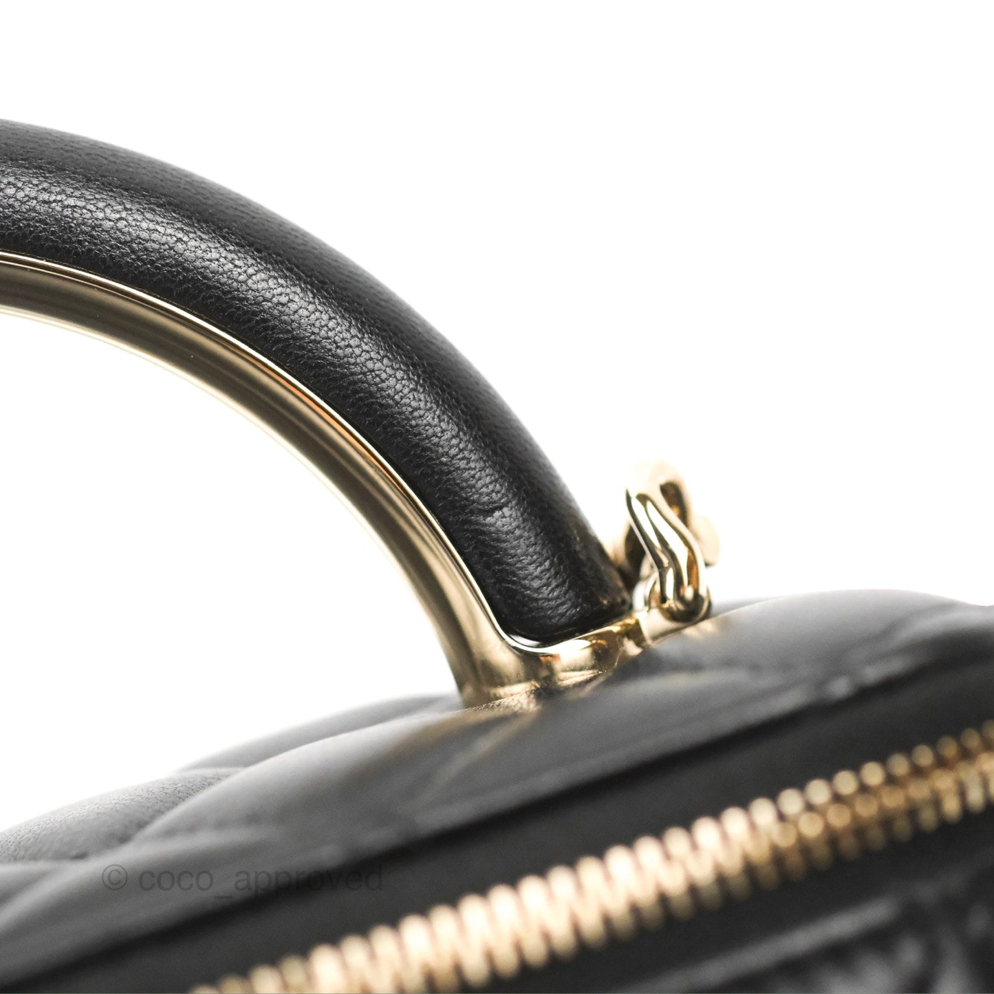 Chanel Vanity Rectangular Top Handle Black Lambskin Gold Hardware