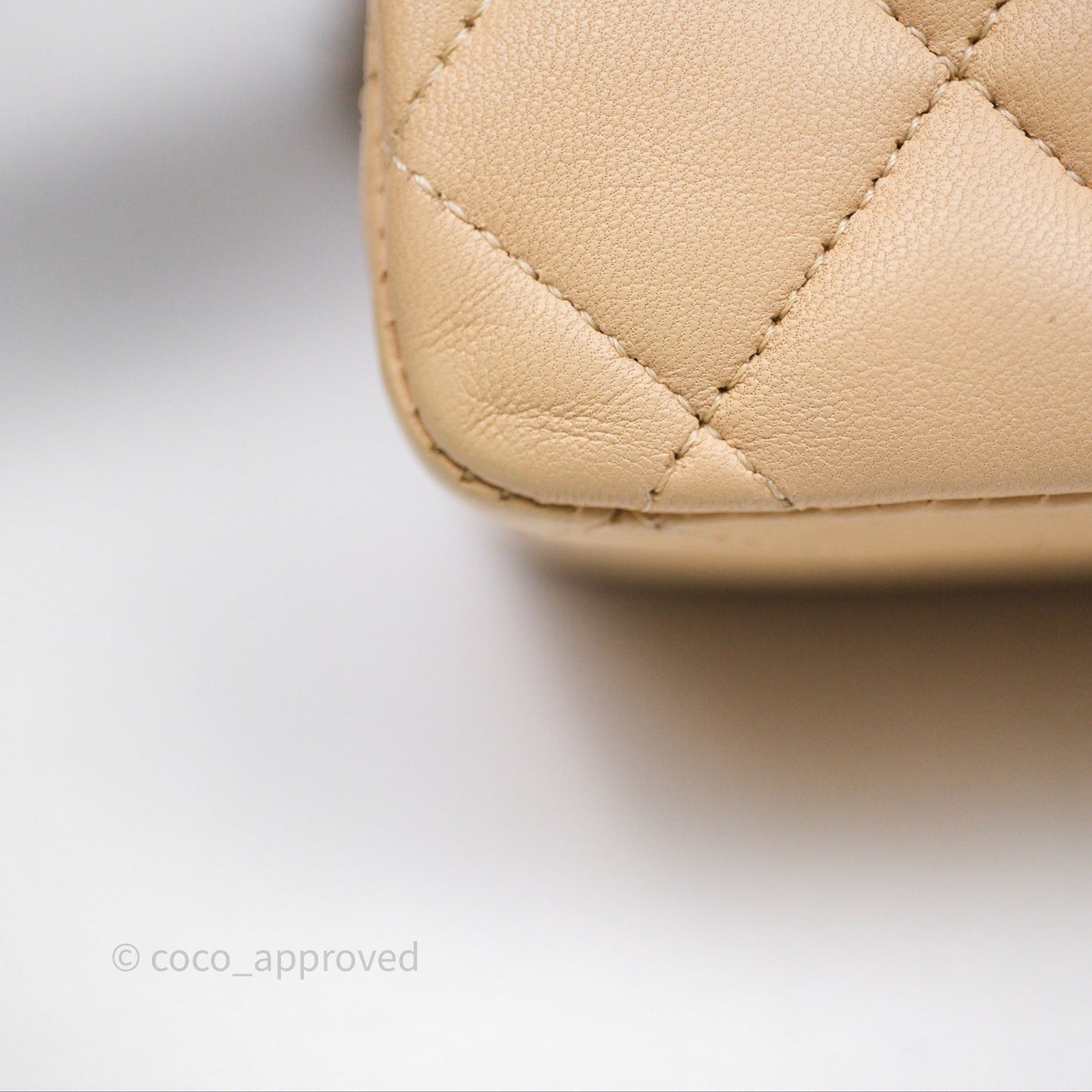 Chanel Classic M/L Medium Flap Quilted Beige Lambskin Silver Hardware