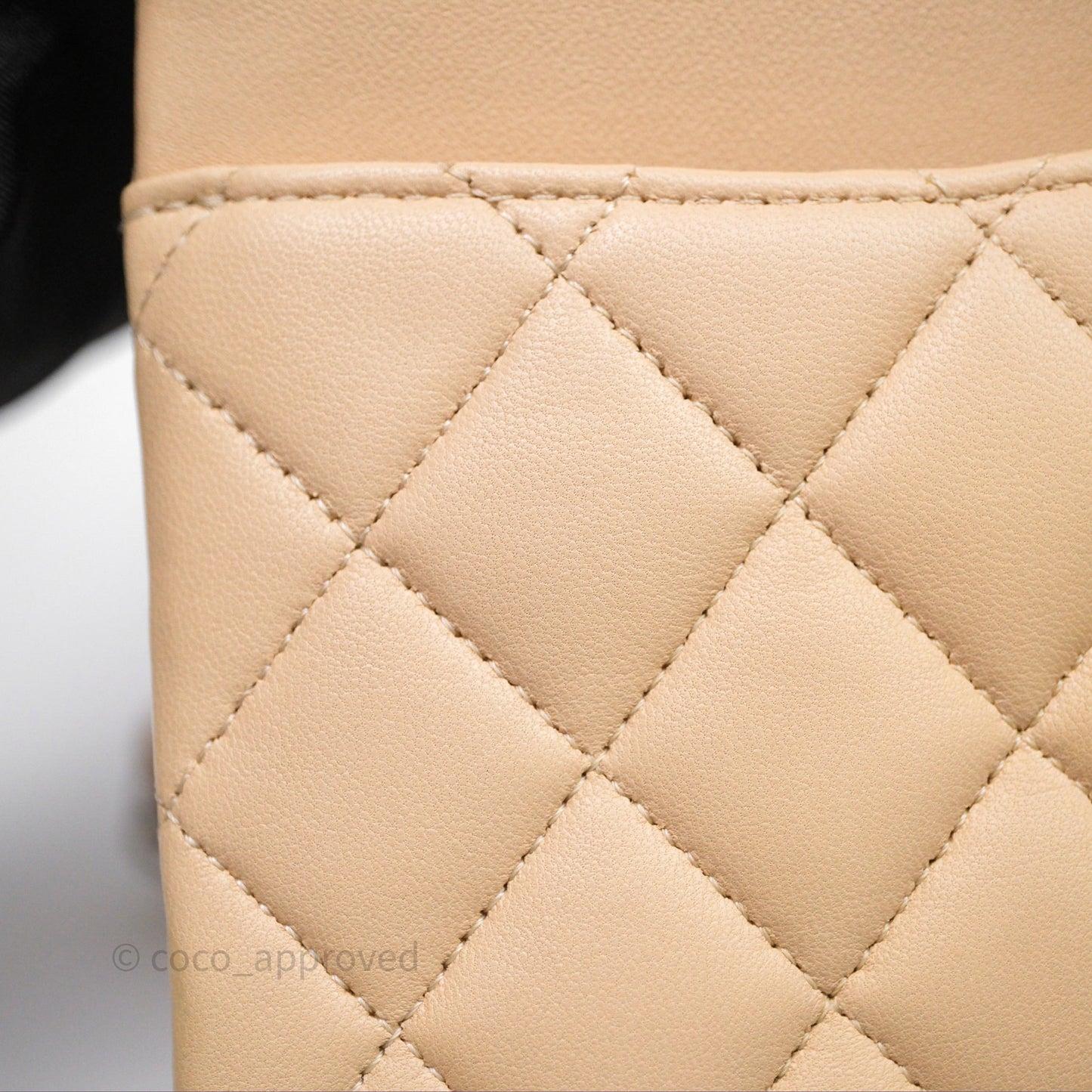 Chanel Classic M/L Medium Flap Quilted Beige Lambskin Silver Hardware