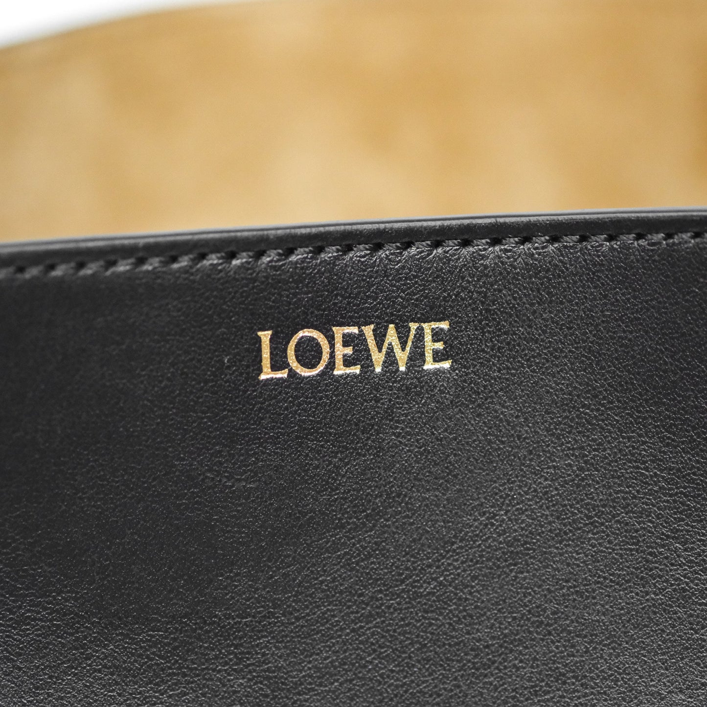 Loewe Mini Puzzle Fold Tote in Shiny Calfskin Black