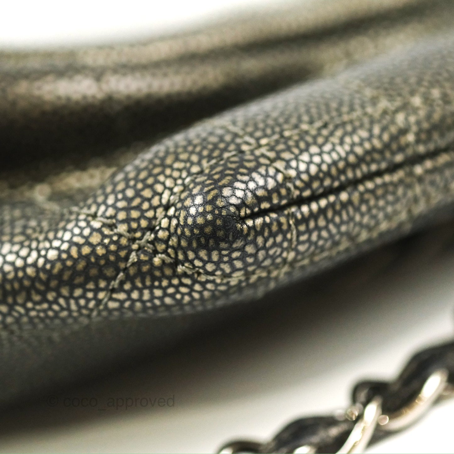 Chanel Half Moon Flap Bag Metallic Caviar Silver Hardware
