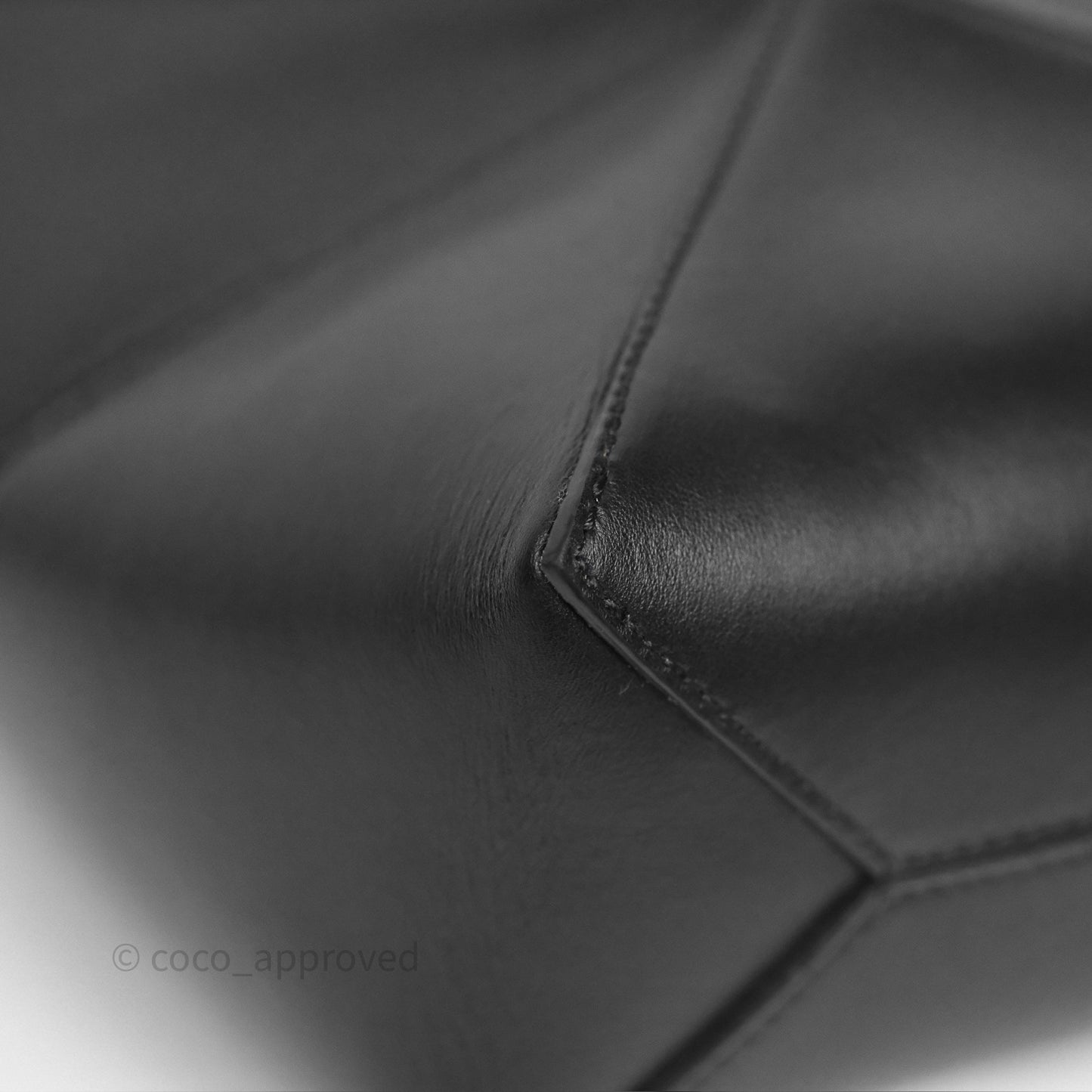 Loewe Mini Puzzle Fold Tote in Shiny Calfskin Black