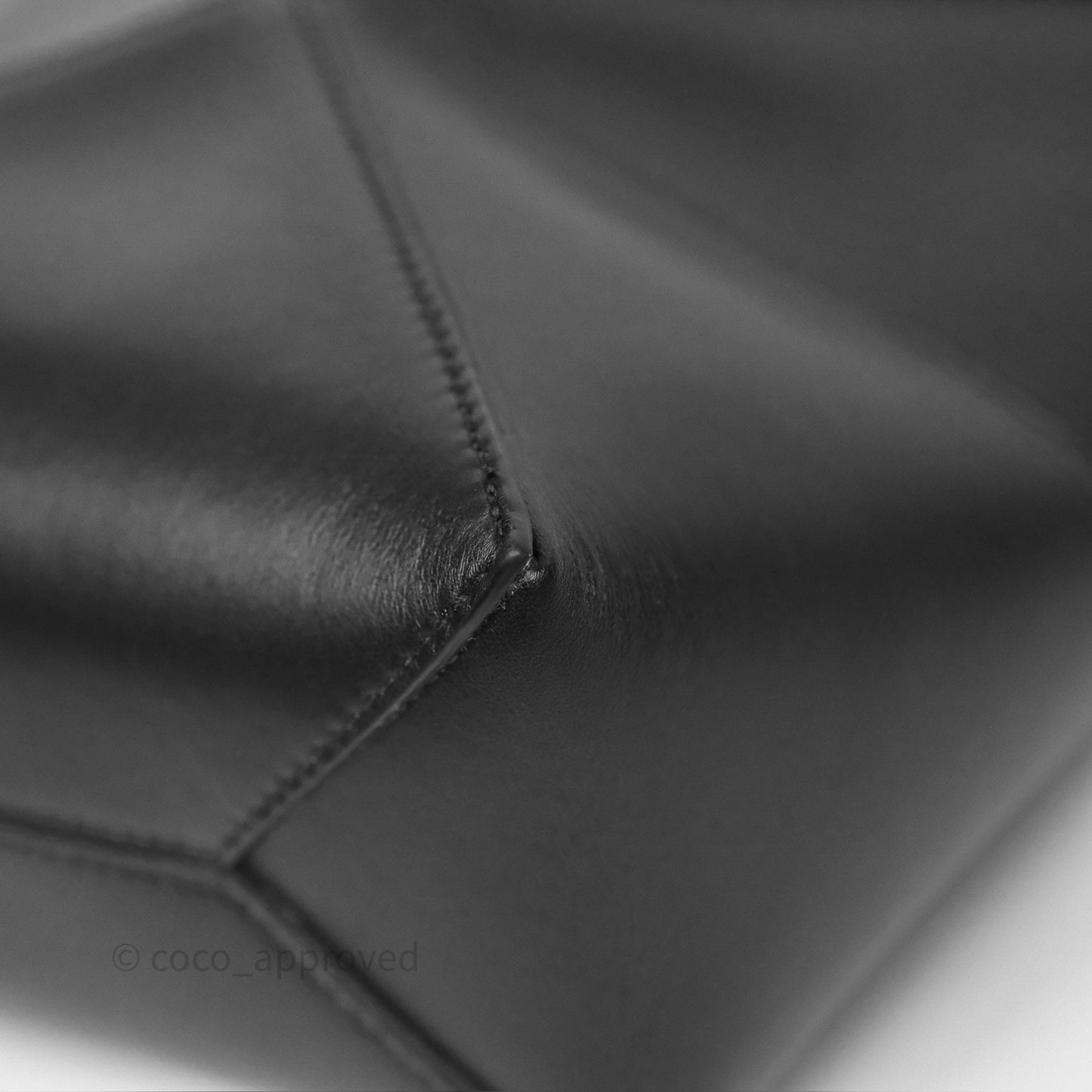 Loewe Mini Puzzle Fold Tote in Shiny Calfskin Black
