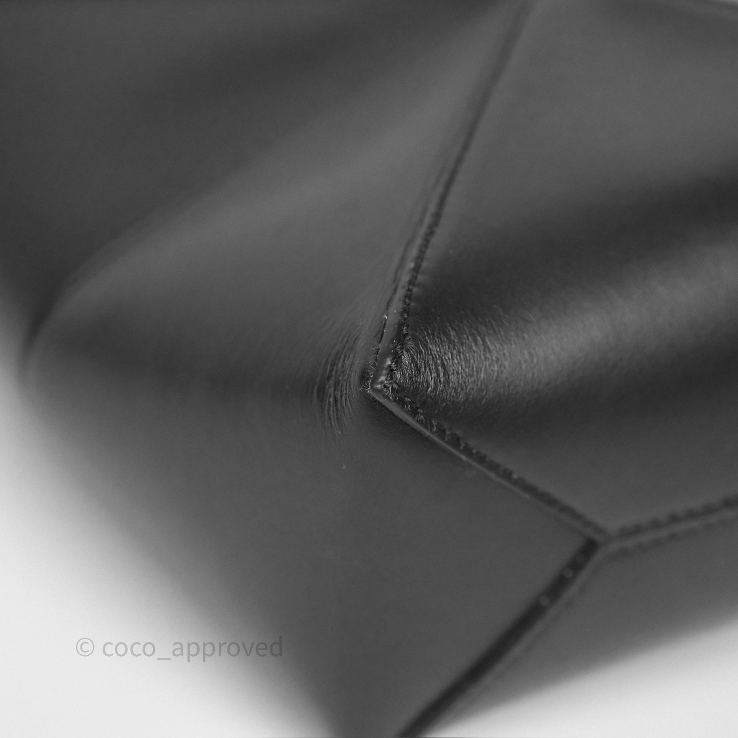 Loewe Mini Puzzle Fold Tote in Shiny Calfskin Black