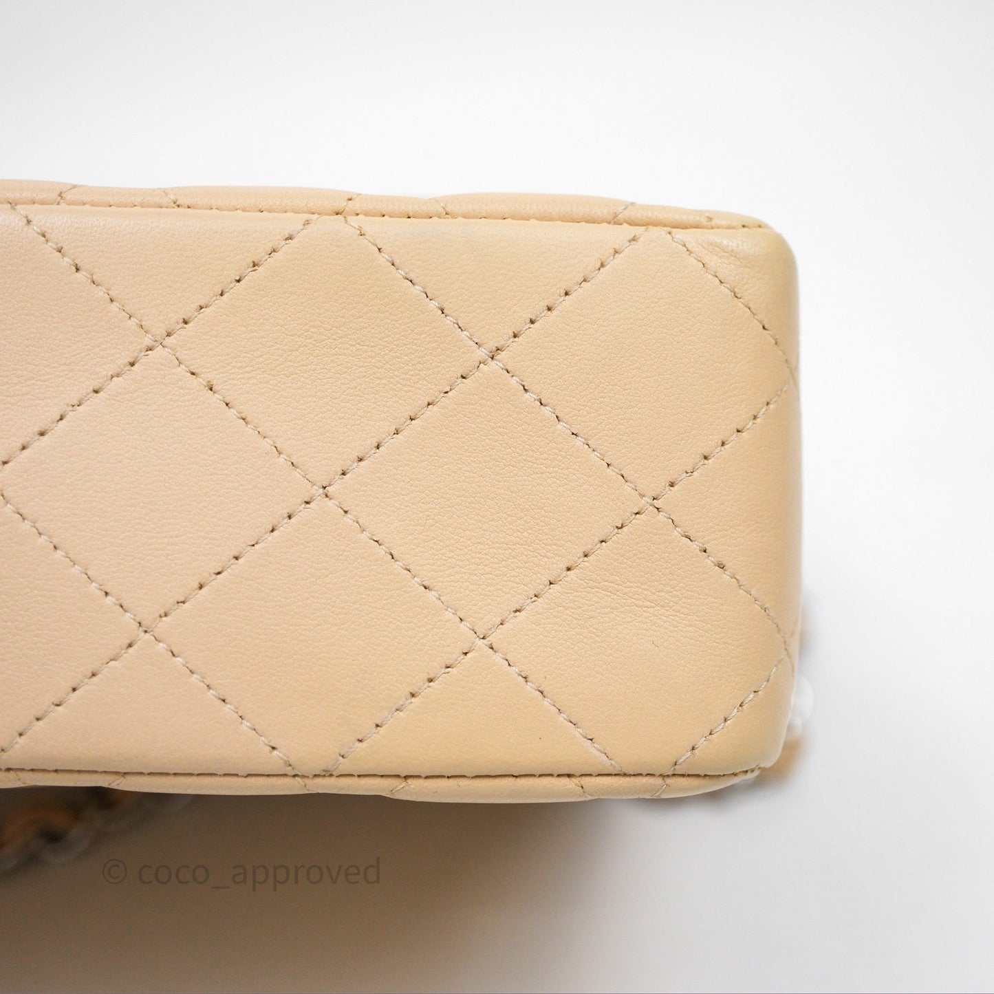 Chanel Classic M/L Medium Flap Quilted Beige Lambskin Silver Hardware