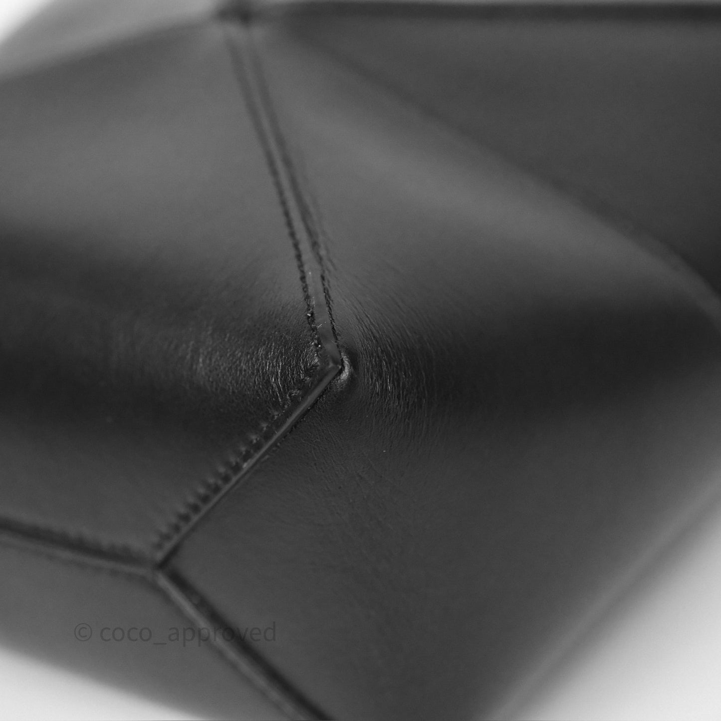Loewe Mini Puzzle Fold Tote in Shiny Calfskin Black