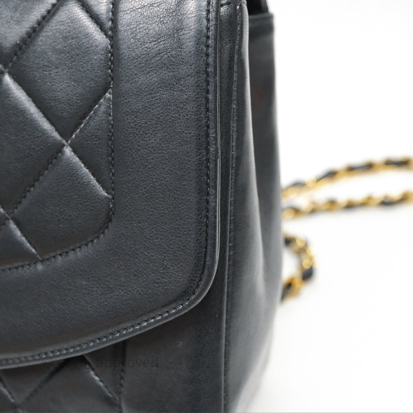 Chanel Vintage Medium Classic Diana Flap Bag Black Lambskin 24K Gold Hardware