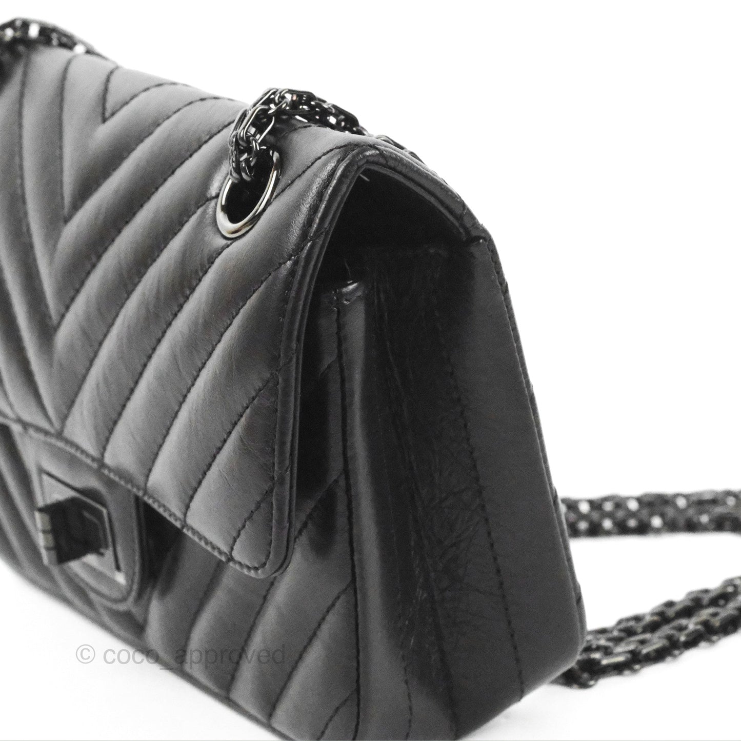 Chanel Mini Reissue 224 So Black Chevron Calfskin