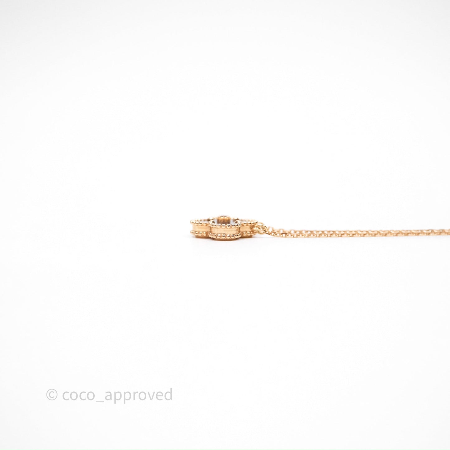 Van Cleef & Arpels Vintage Alhambra Pendant Silver Obsidian Diamond Mother-of-pearl Rose Gold