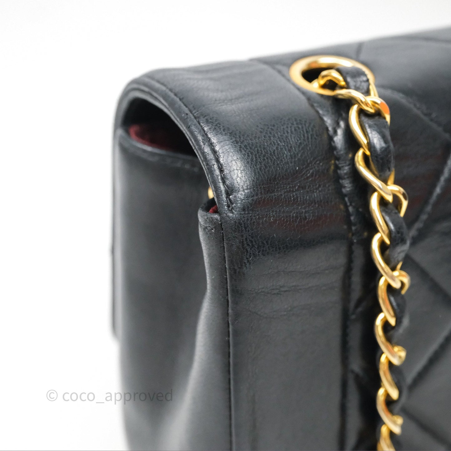 Chanel Vintage Medium Classic Diana Flap Bag Black Lambskin 24K Gold Hardware