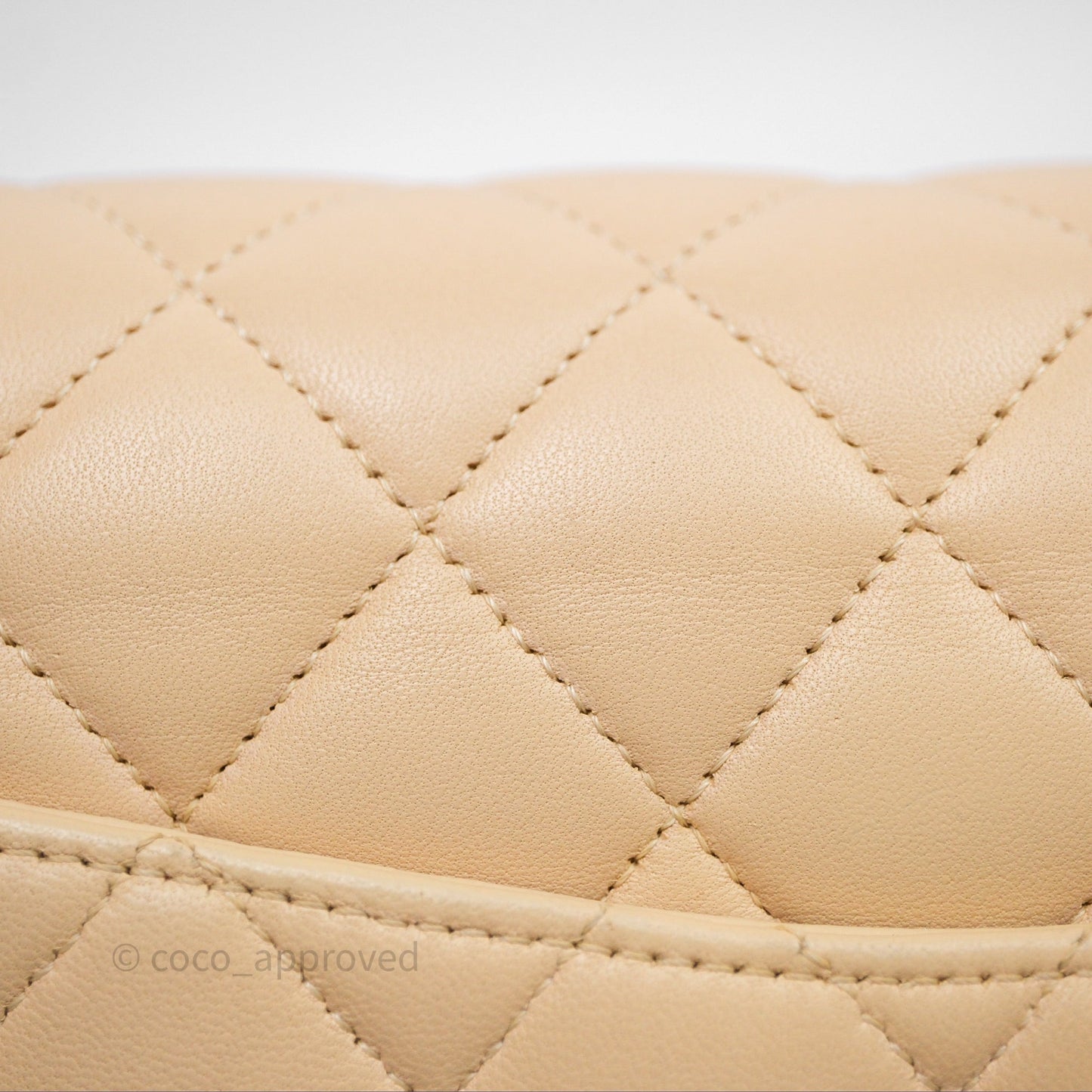 Chanel Classic M/L Medium Flap Quilted Beige Lambskin Silver Hardware
