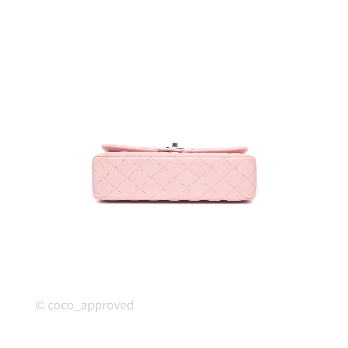 Chanel Classic M/L Medium Flap Quilted Pink Lambskin Silver Hardware