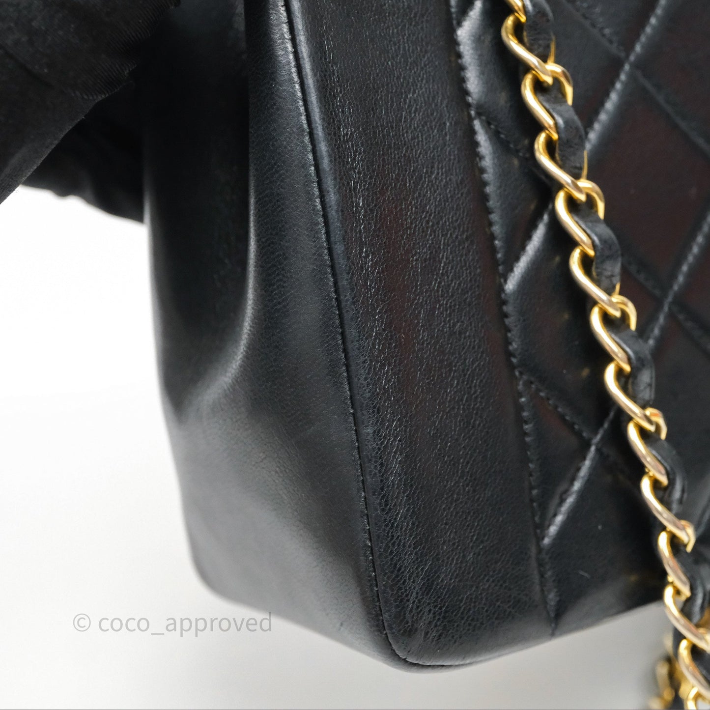 Chanel Vintage Medium Classic Diana Flap Bag Black Lambskin 24K Gold Hardware