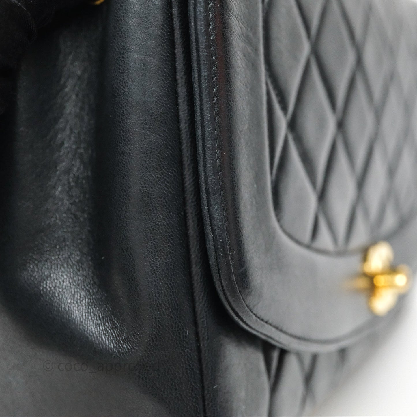 Chanel Vintage Medium Classic Diana Flap Bag Black Lambskin 24K Gold Hardware