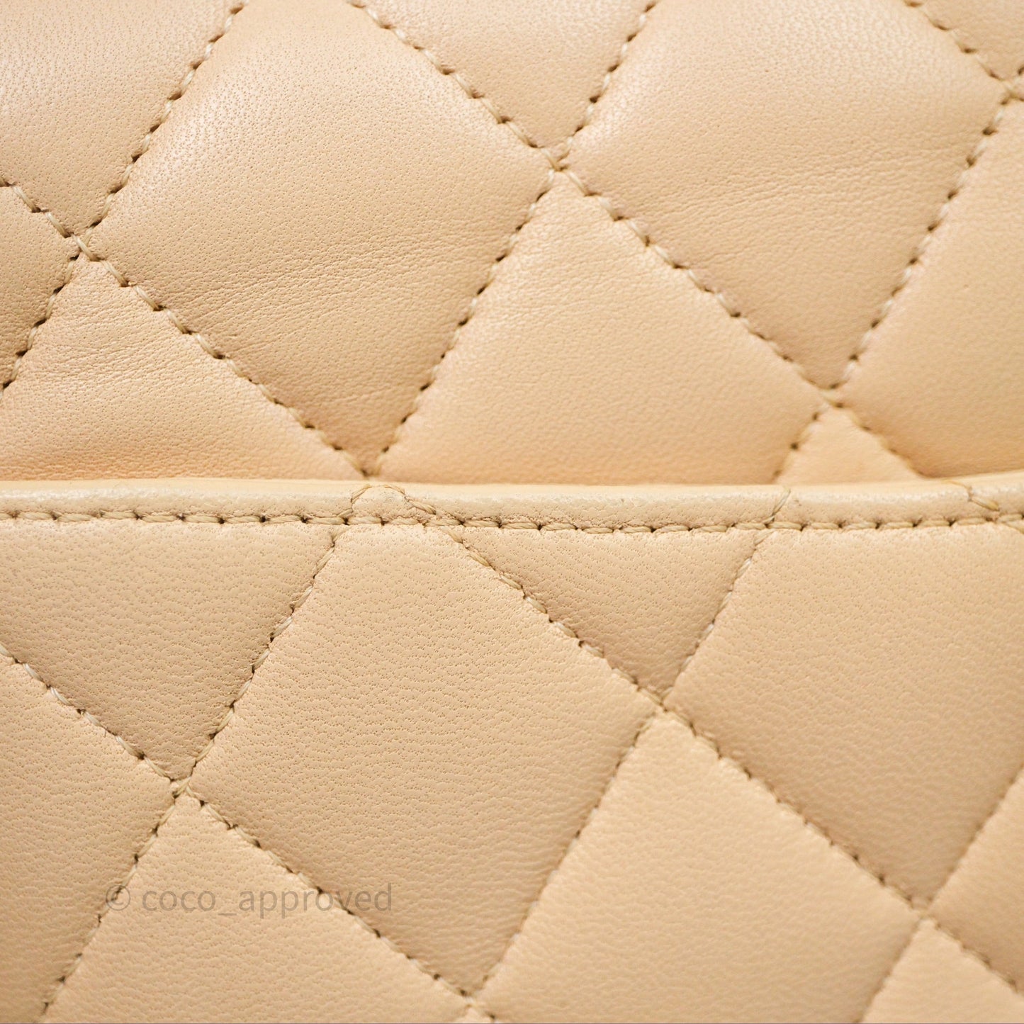 Chanel Classic M/L Medium Flap Quilted Beige Lambskin Silver Hardware