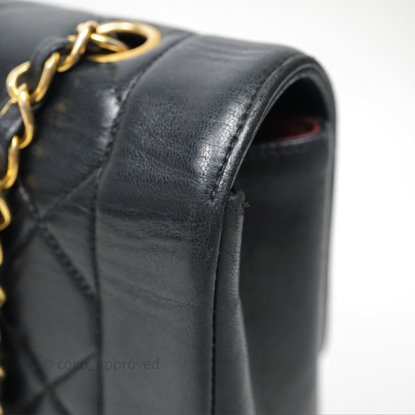 Chanel Vintage Medium Classic Diana Flap Bag Black Lambskin 24K Gold Hardware