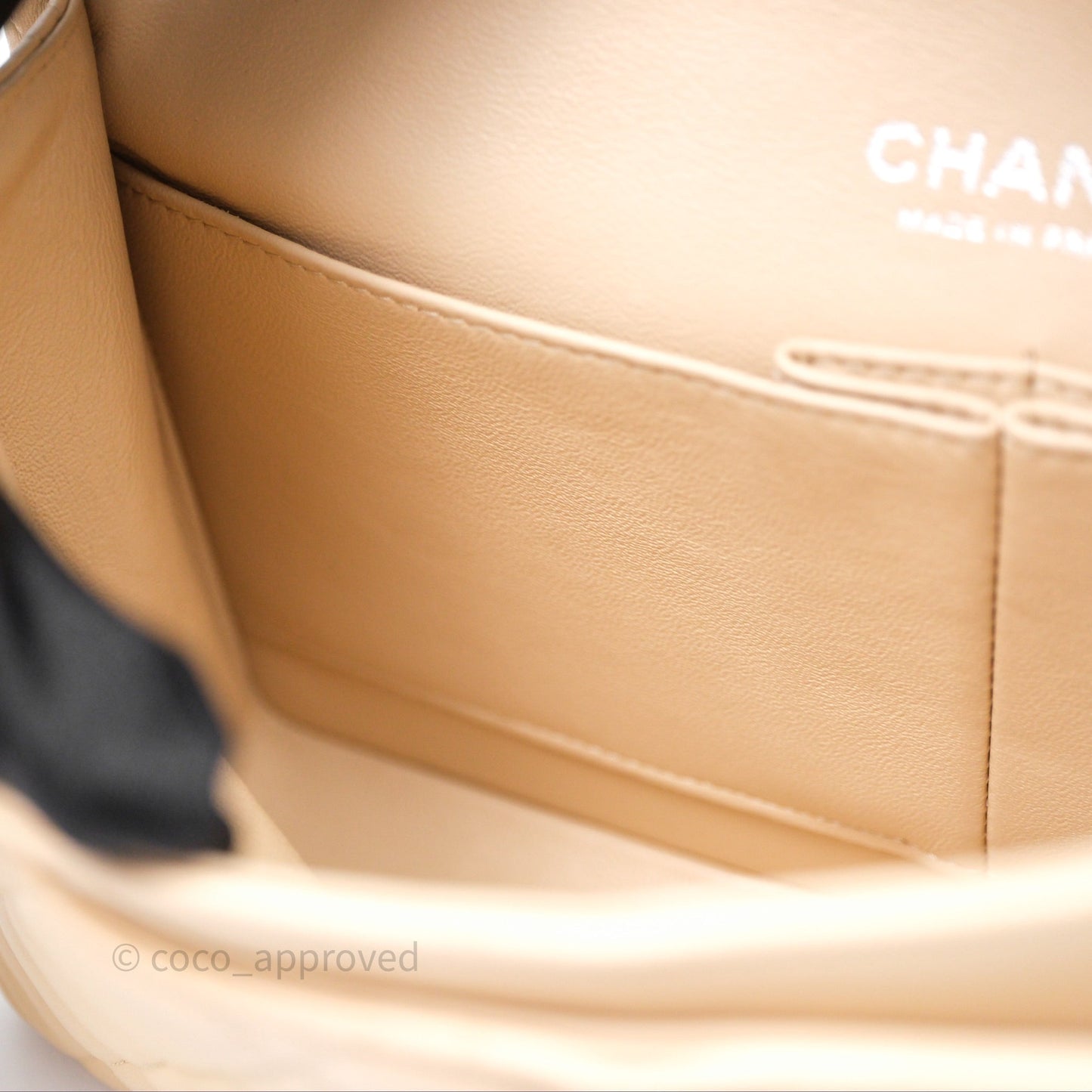 Chanel Classic M/L Medium Flap Quilted Beige Lambskin Silver Hardware