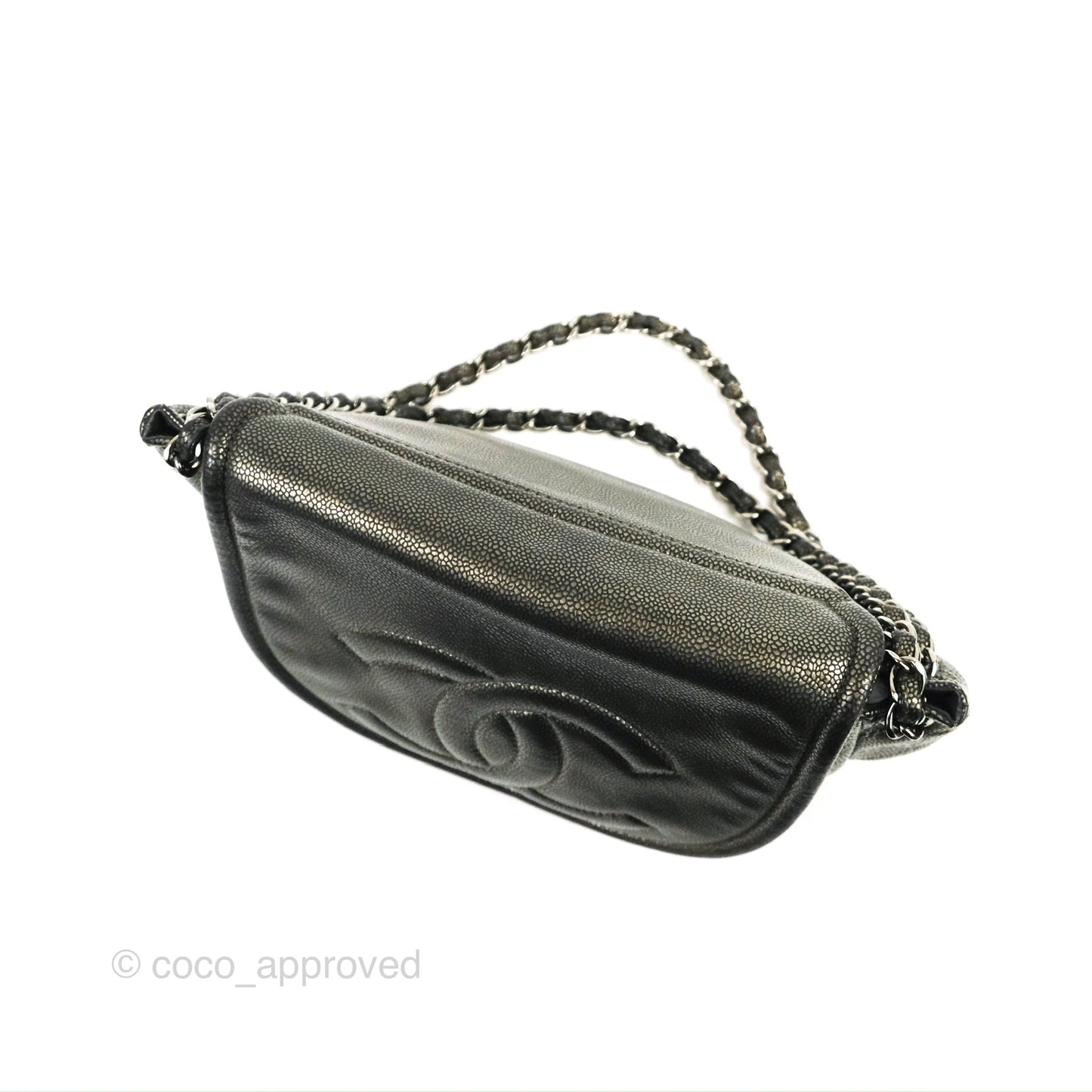 Chanel Half Moon Flap Bag Metallic Caviar Silver Hardware