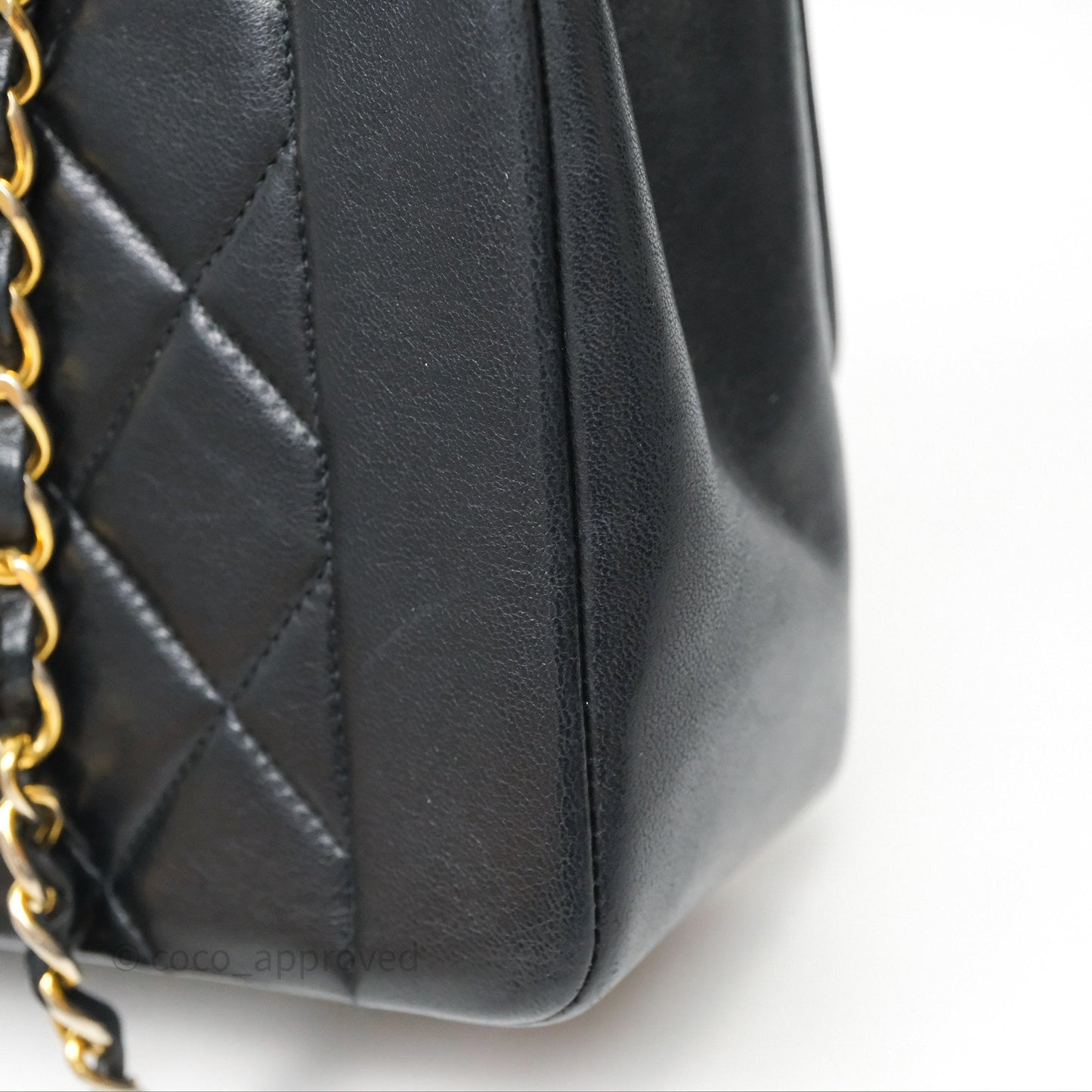 Chanel Vintage Medium Classic Diana Flap Bag Black Lambskin 24K Gold Hardware