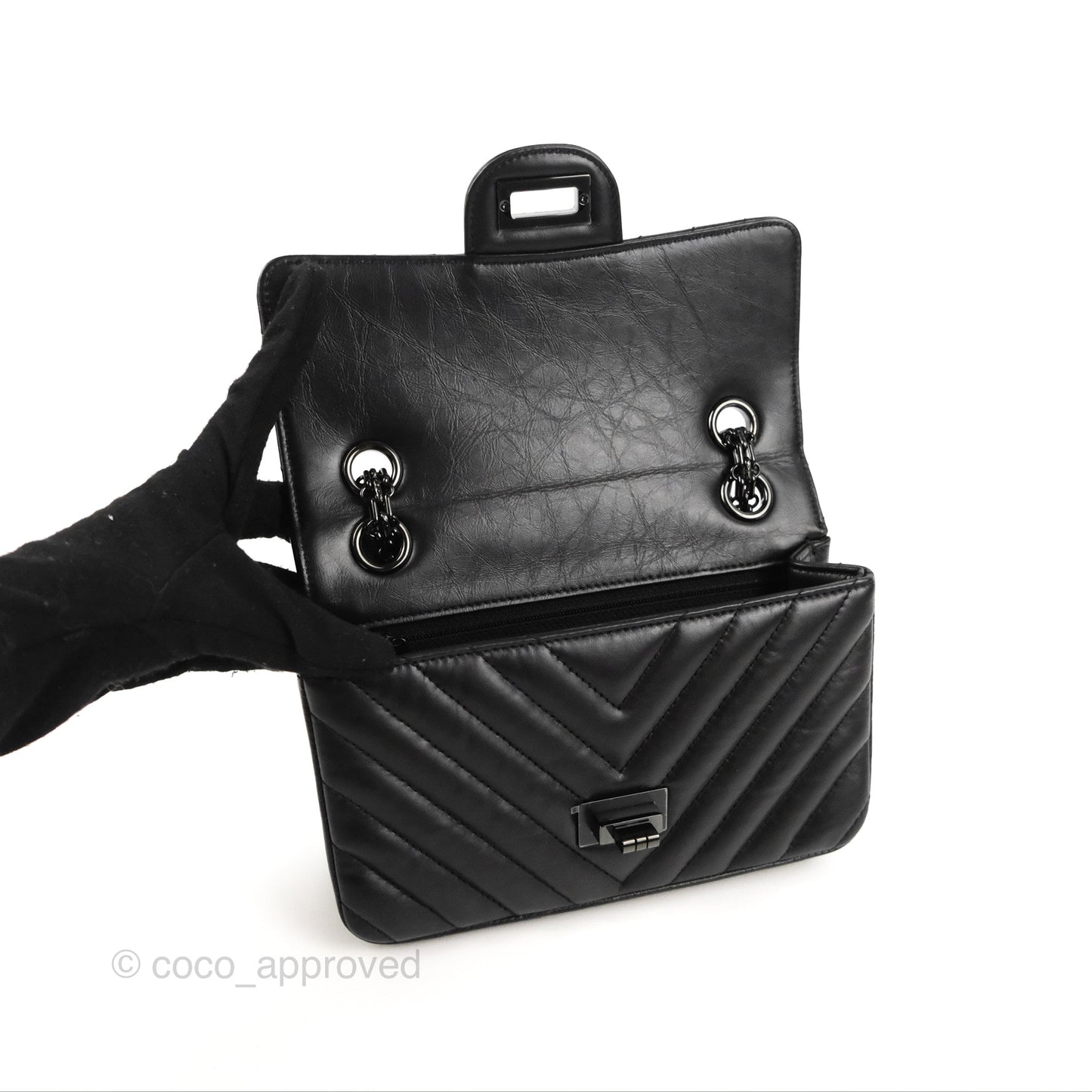 Chanel Mini Reissue 224 So Black Chevron Calfskin