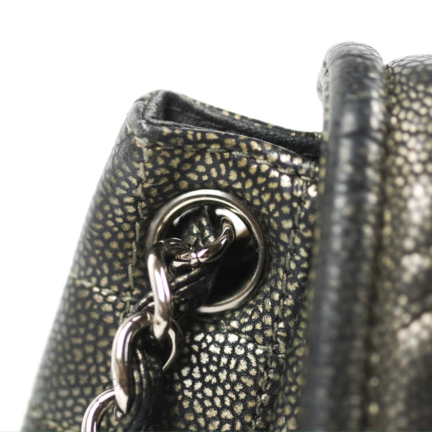 Chanel Half Moon Flap Bag Metallic Caviar Silver Hardware
