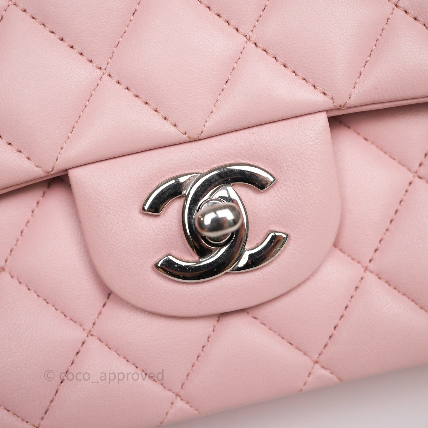 Chanel Classic M/L Medium Flap Quilted Pink Lambskin Silver Hardware
