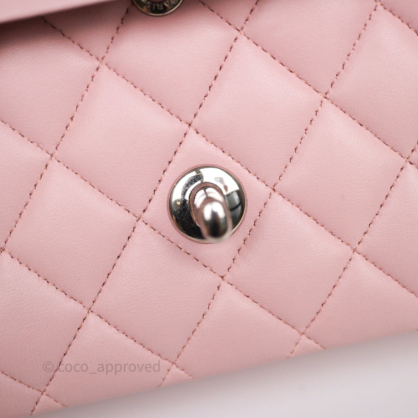 Chanel Classic M/L Medium Flap Quilted Pink Lambskin Silver Hardware