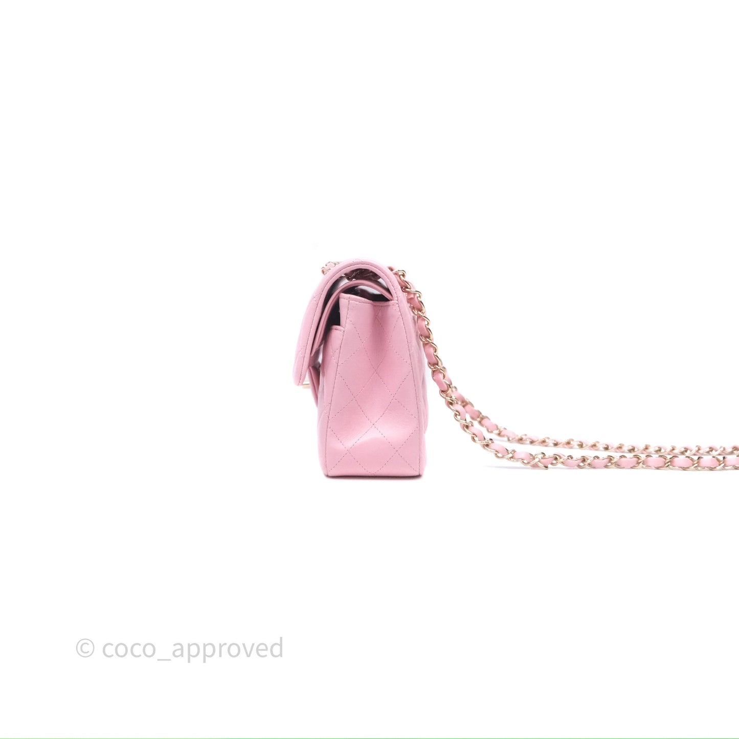 Chanel Small Classic Quilted Flap Pink Lambskin Gold Hardware