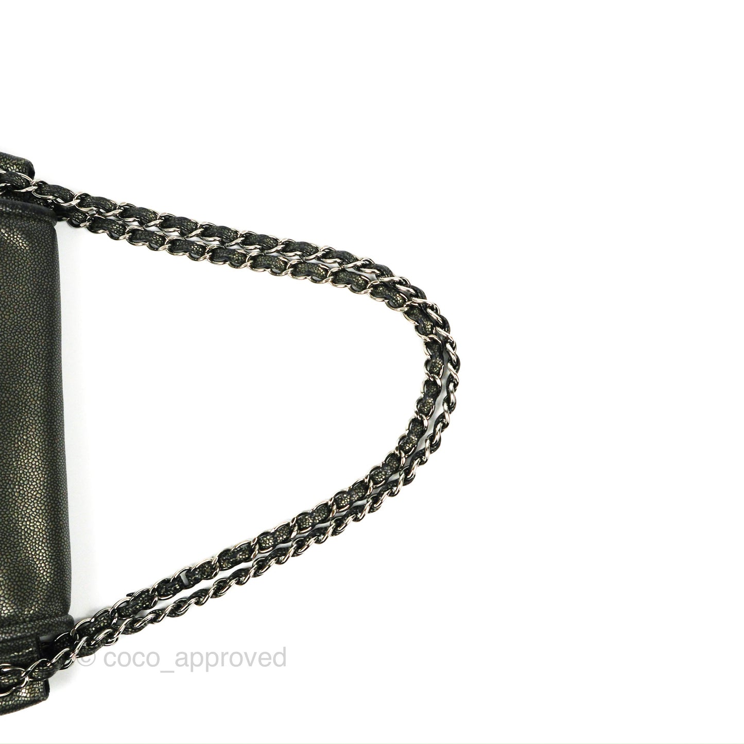 Chanel Half Moon Flap Bag Metallic Caviar Silver Hardware