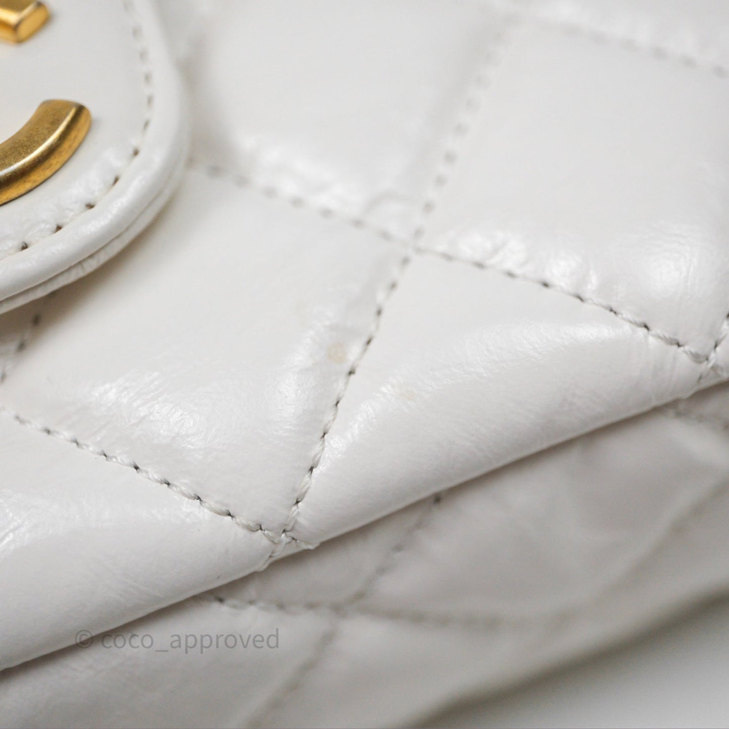 Chanel Small Wavy CC Hobo White Shiny Crumpled Calfskin Aged Gold Hardware