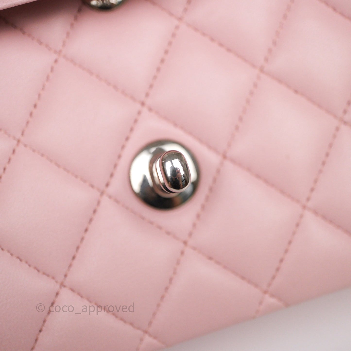 Chanel Classic M/L Medium Flap Quilted Pink Lambskin Silver Hardware