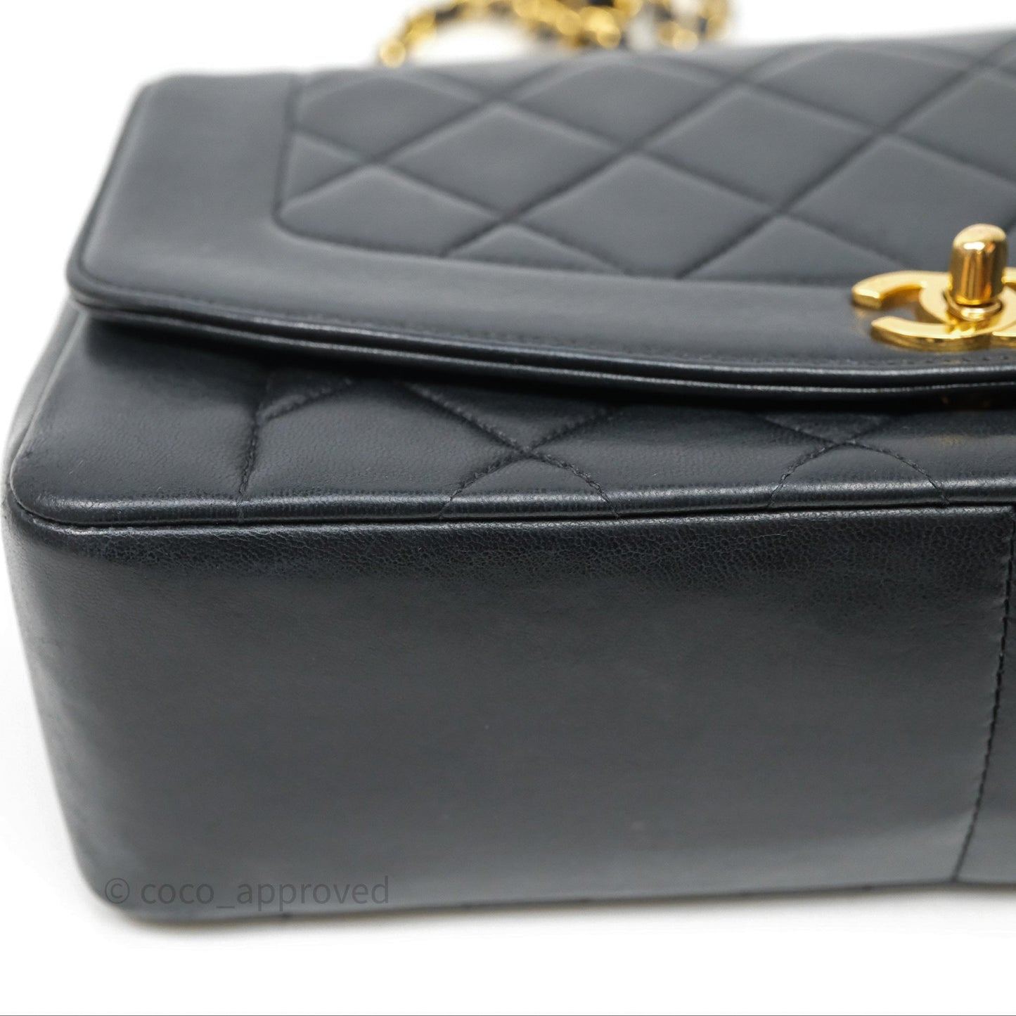 Chanel Vintage Medium Classic Diana Flap Bag Black Lambskin 24K Gold Hardware