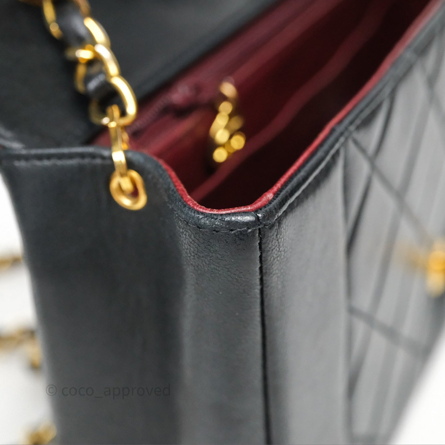 Chanel Vintage Medium Classic Diana Flap Bag Black Lambskin 24K Gold Hardware