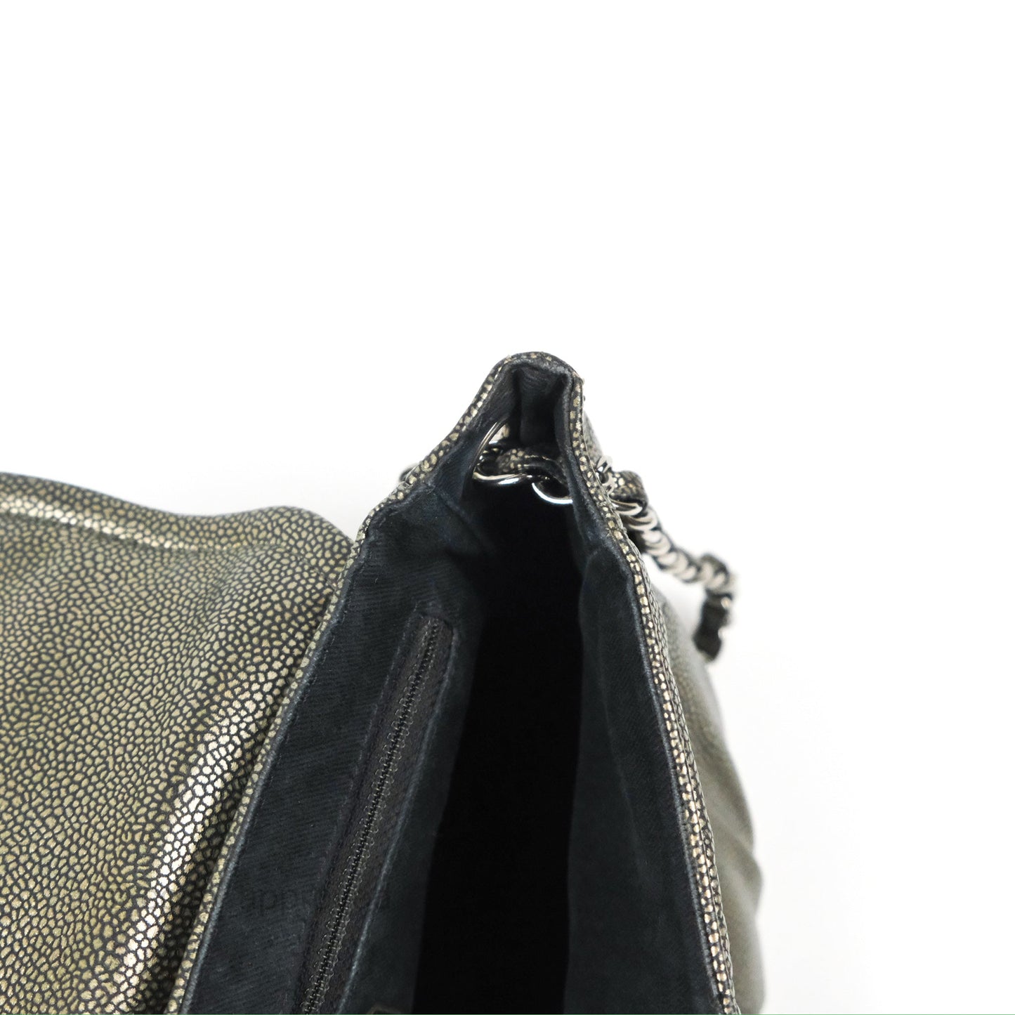 Chanel Half Moon Flap Bag Metallic Caviar Silver Hardware