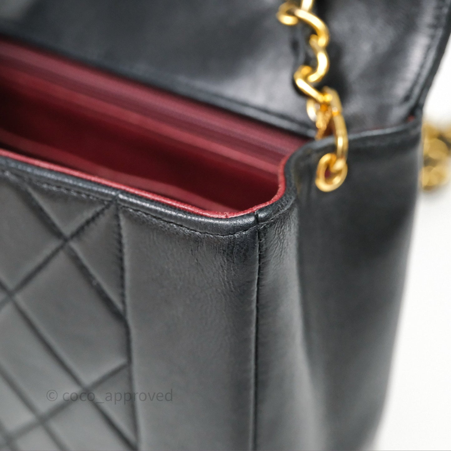 Chanel Vintage Medium Classic Diana Flap Bag Black Lambskin 24K Gold Hardware